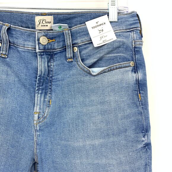 J.Crew 9" Toothpick Jeans Womens Size 29 Hamden Wash Raw Cut Hem NEW - Picture 3 of 8